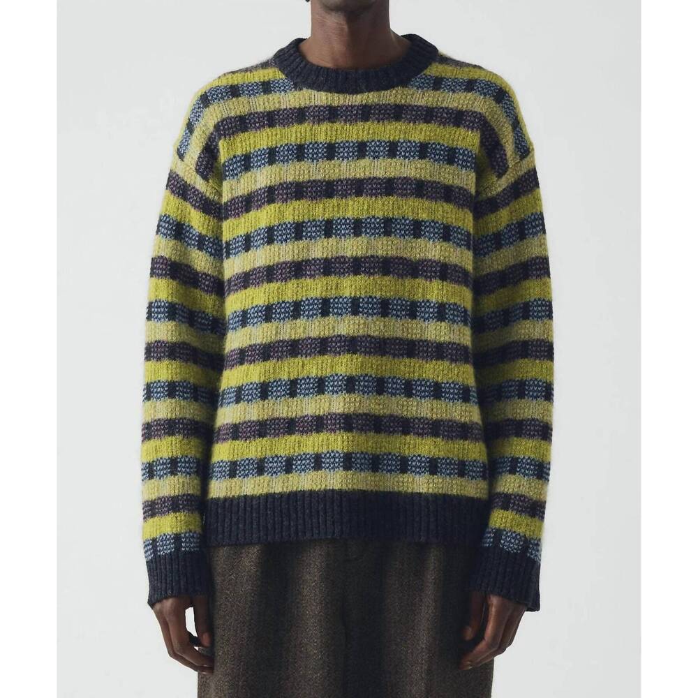 NEW TOAST wool blend jacquard sweater in green multi